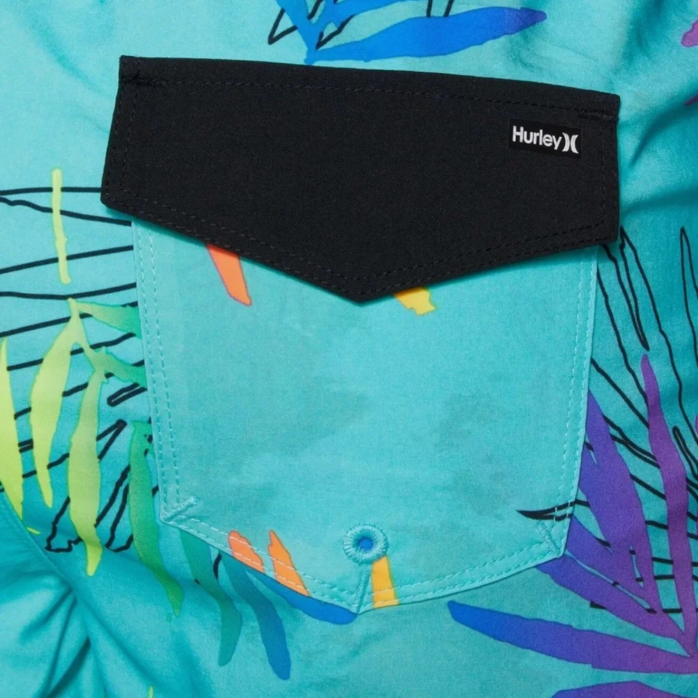 NWT Hurley Teal Tropical Print Swim Shorts